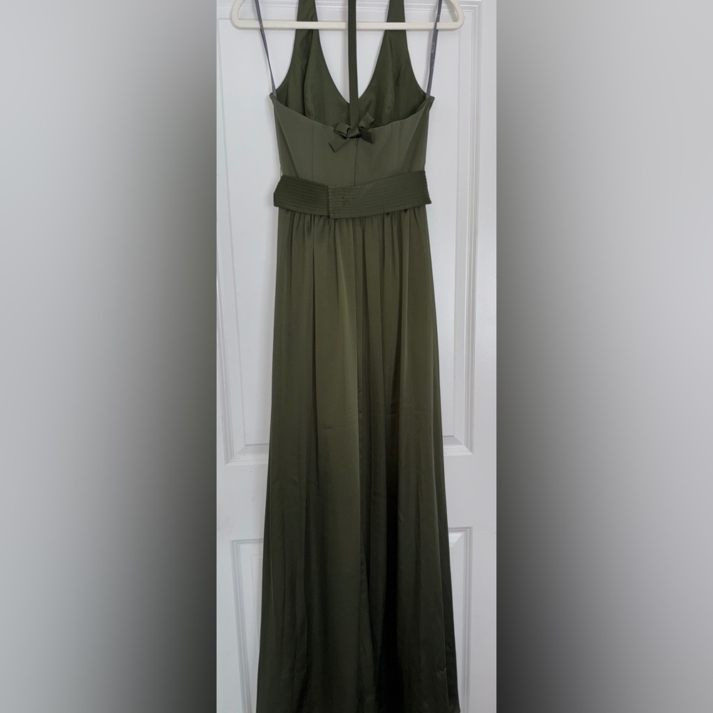 Vera Wang WHITE Green V-Neck Maxi Dress Formal Bridal 4 - Picture 2 of 7